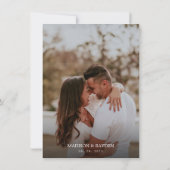 Minimalistisch zwart monogram met bladeren Weddens Kaart (Achterkant)