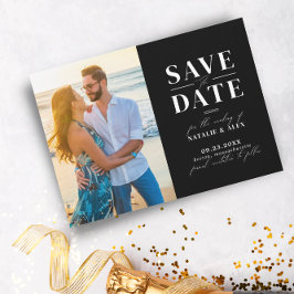 Minimalistisch zwart monogram QR-code Afbeelding w Save The Date