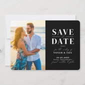 Minimalistisch zwart monogram QR-code Afbeelding w Save The Date (Voorkant)