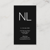 Minimalistisch zwart monogram - verticaal visitekaartje (Achterkant)