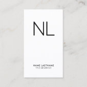 Minimalistisch zwart monogram - verticaal visitekaartje (Voorkant)