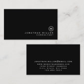 Minimalistisch zwart monogram visitekaartje (Voorkant / Achterkant)
