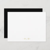 Minimalistisch zwart monogram witte platte Kaart Notitiekaartje (Voorkant / Achterkant)