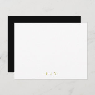 Minimalistisch zwart monogram witte platte Kaart Notitiekaartje