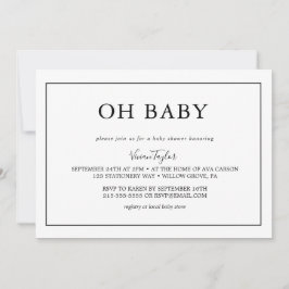 Minimalistisch Zwart | Oh Baby Baby Shower Uitnodi Kaart