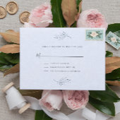 Minimalistisch zwart op pluche wit paisley RSVP Kaart