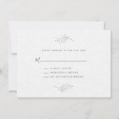 Minimalistisch zwart op pluche wit paisley RSVP Kaart (Achterkant)