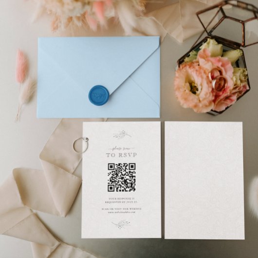 Minimalistisch zwart op pluche witte paisley QR co Kaart