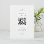 Minimalistisch zwart op pluche witte paisley QR co Kaart (Staand voorkant)