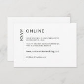 Minimalistisch zwart op wit online RSVP-kaart Informatiekaartje (Voorkant / Achterkant)