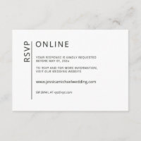 Minimalistisch zwart op wit online RSVP-kaart