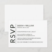 Minimalistisch Zwart op Witte Moderne RSVP-Kaart RSVP Kaartje (Voorkant / Achterkant)