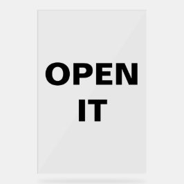 Minimalistisch zwart open uithangbord met moderne acryl bord