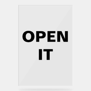 Minimalistisch zwart open uithangbord met moderne acryl bord