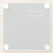 Minimalistisch zwart plat, eigen naam toevoegen glazen onderzetter (Achterkant)