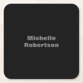 Minimalistisch zwart plat, eigen naam toevoegen kartonnen onderzetters (Voorkant)