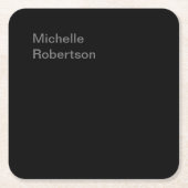 Minimalistisch zwart plat, eigen naam toevoegen kartonnen onderzetters (Voorkant)