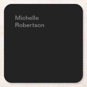 Minimalistisch zwart plat, eigen naam toevoegen kartonnen onderzetters