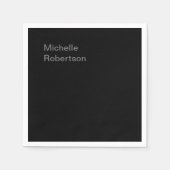 Minimalistisch zwart plat, eigen naam toevoegen servet (Voorkant)