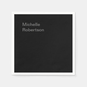 Minimalistisch zwart plat, eigen naam toevoegen servet