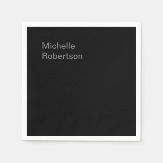 Minimalistisch zwart plat, eigen naam toevoegen servet (Voorkant)