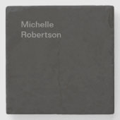 Minimalistisch zwart plat, eigen naam toevoegen stenen onderzetter (Voorkant)