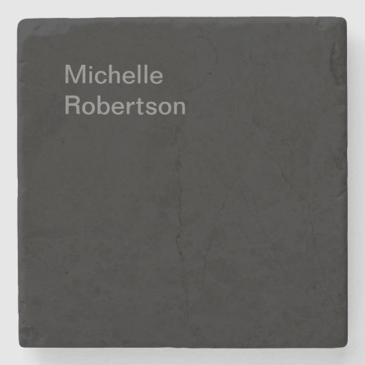 Minimalistisch zwart plat, eigen naam toevoegen stenen onderzetter (Voorkant)