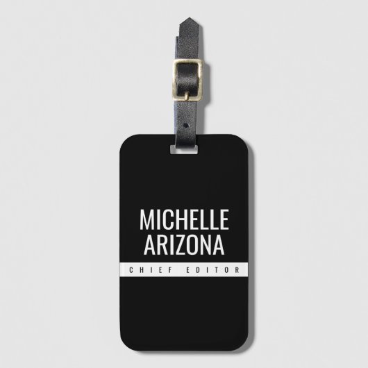 Minimalistisch Zwart Professioneel Modern Bagagelabel (Voorkant (verticaal))