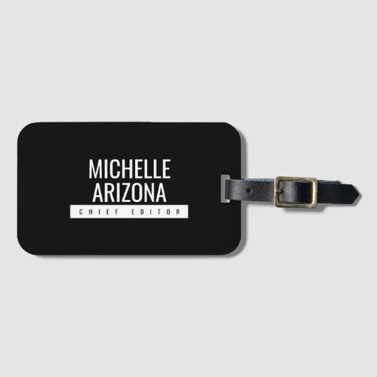 Minimalistisch Zwart Professioneel Modern Bagagelabel (Voorkant (horizontaal))