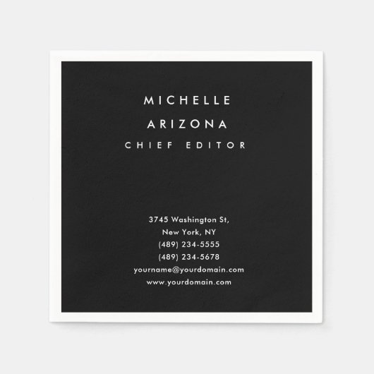 Minimalistisch Zwart Professioneel Modern Servet (Voorkant)