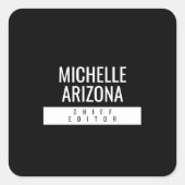 Minimalistisch Zwart Professioneel Modern Vierkante Sticker (Voorkant)