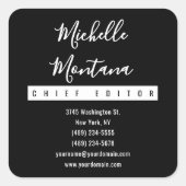 Minimalistisch Zwart Professioneel Modern Vierkante Sticker (Voorkant)