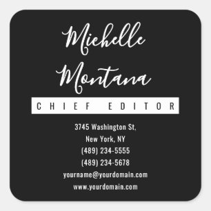 Minimalistisch Zwart Professioneel Modern Vierkante Sticker