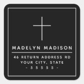 Minimalistisch zwart retouradres vierkante sticker (Voorkant)