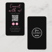 Minimalistisch zwart roze QR code verbind met ons Informatiekaartje (Voorkant / Achterkant)