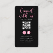 Minimalistisch zwart roze QR code verbind met ons Informatiekaartje (Voorkant)