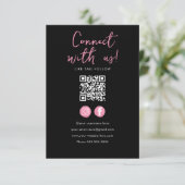 Minimalistisch zwart roze QR code verbind met ons Kaart (Staand voorkant)