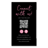 Minimalistisch zwart roze QR code verbind met ons Magnetisch Visitekaartje (Voorkant Verticaal)