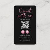 Minimalistisch zwart roze QR code verbind met ons Visitekaartje (Voorkant)