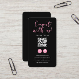 Minimalistisch zwart roze QR code verbind met ons Visitekaartje
