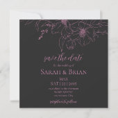 Minimalistisch Zwart Roze Vierkant Bewaar de datum Save The Date (Voorkant)