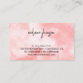 Minimalistisch zwart-roze Waterverf monogram Visitekaartje (Achterkant)