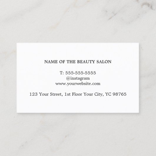 Minimalistisch zwart schaar grijs haar stylist visitekaartje (Achterkant)