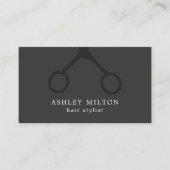 Minimalistisch zwart schaar grijs haar stylist visitekaartje (Voorkant)