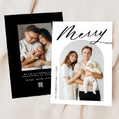Minimalistisch zwart script 2 foto feestdagenkaart