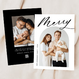 Minimalistisch zwart script 2 foto feestdagenkaart