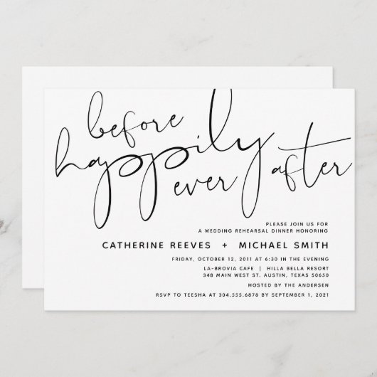 Minimalistisch zwart-Script bruiloft repetitief av Kaart (Voorkant / Achterkant)