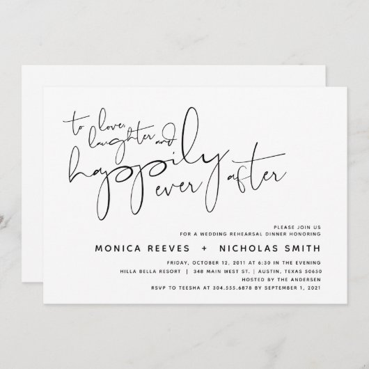 Minimalistisch zwart-Script bruiloft repetitief av Kaart (Voorkant / Achterkant)