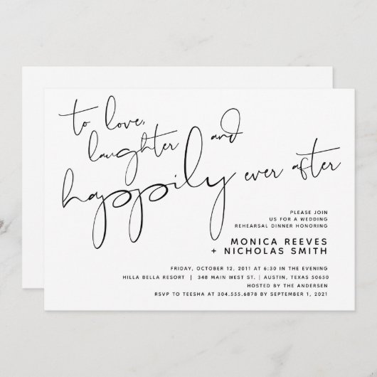 Minimalistisch zwart-Script bruiloft repetitief av Kaart (Voorkant / Achterkant)