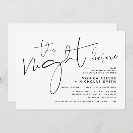 Minimalistisch zwart-Script bruiloft repetitief av Kaart (Voorkant / Achterkant)